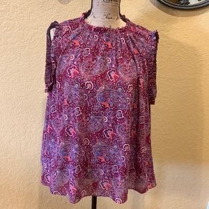 Gap sheer, short sleeve, purple paisley top, XL, like new | offer in description
